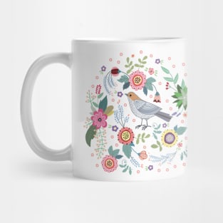 Beautiful bird in flowers Mug